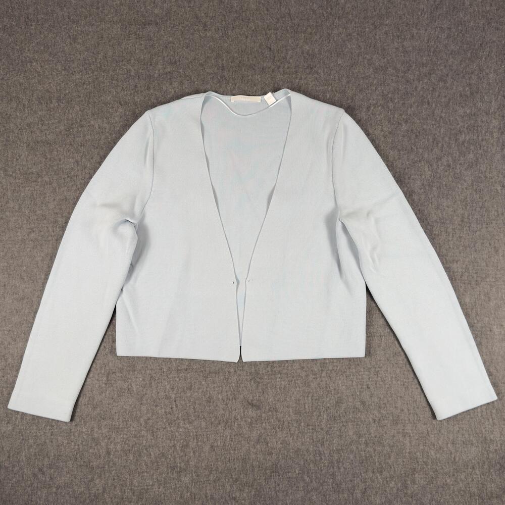 BOSS Cardigan Sweater Womens Large Blue Open Front Knit Long Sleeve Lightweight